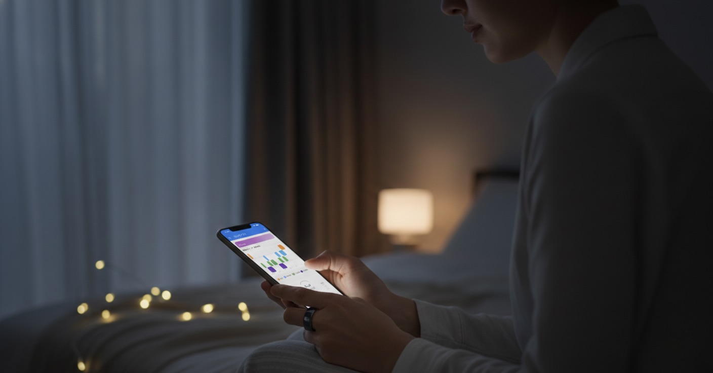 ベッドに入る前に、その日のスコアやアクティビティをチェック。